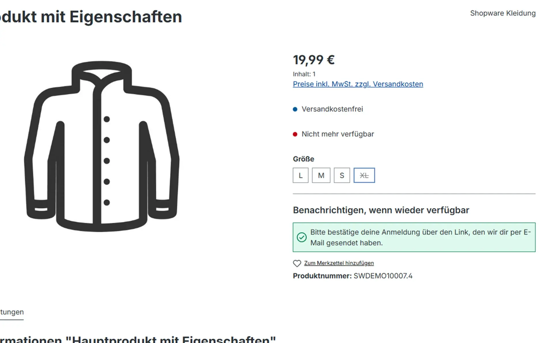 Hinweis nach dem Absenden eines Abonnements