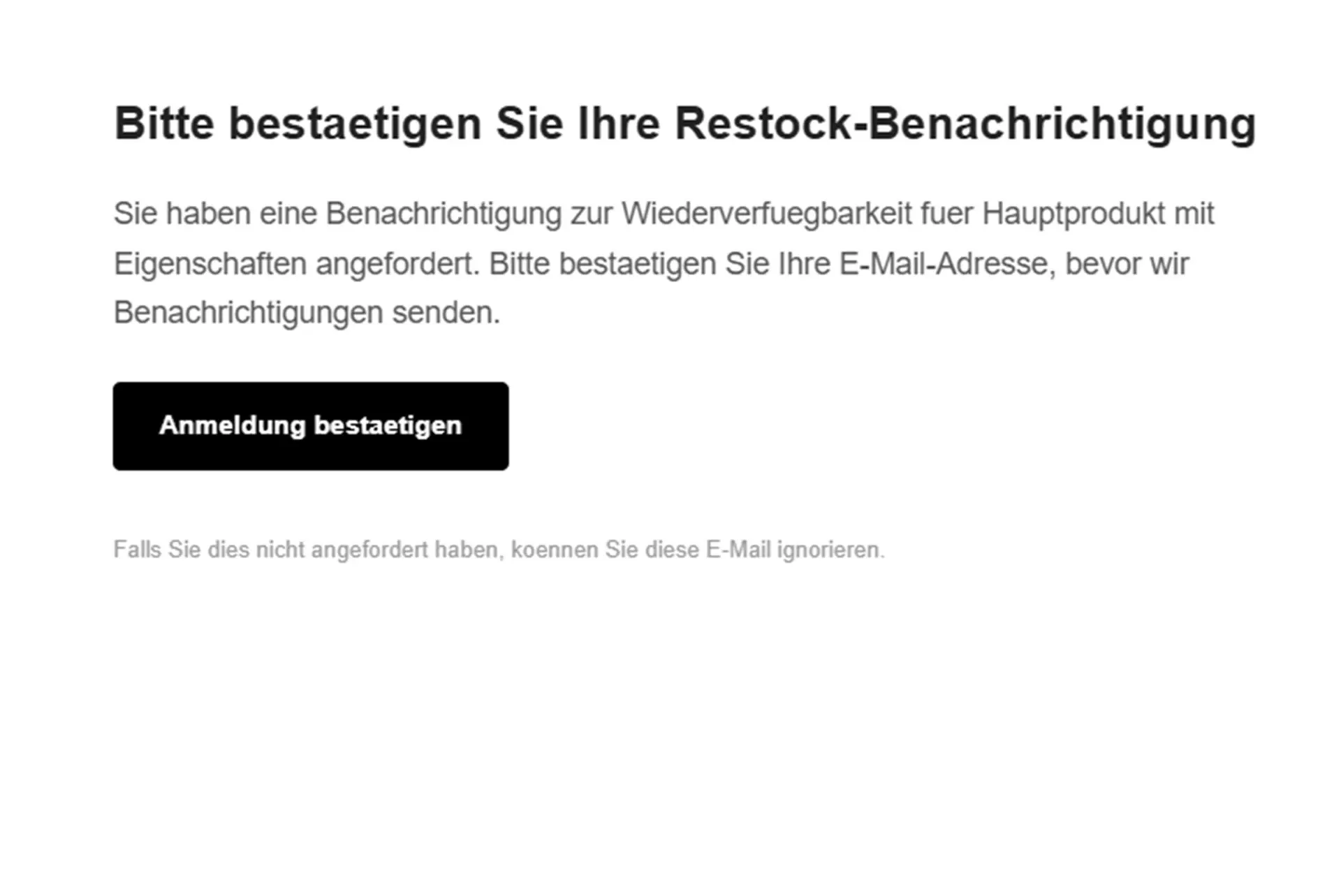 Beispiel einer E-Mail zur Bestätigung des Abonnements