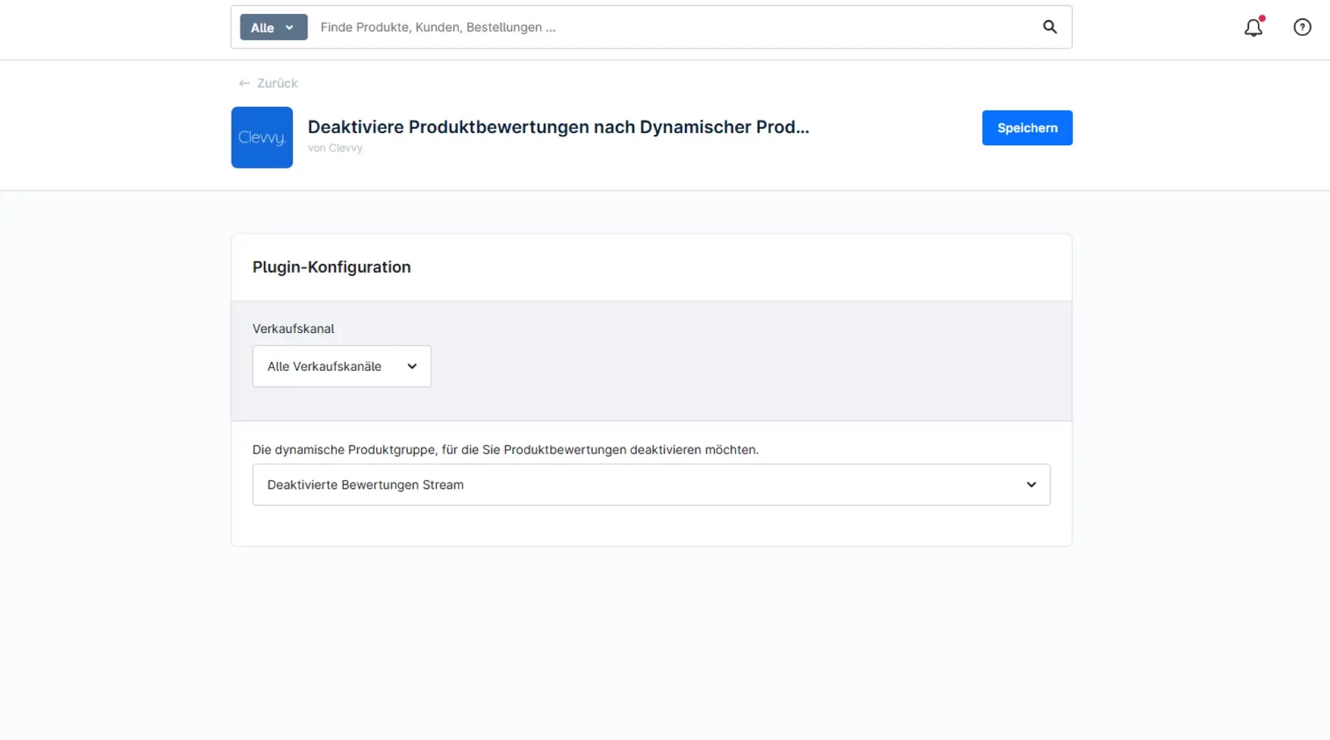 Produktgruppe in den Erweiterungseinstellungen auswählen