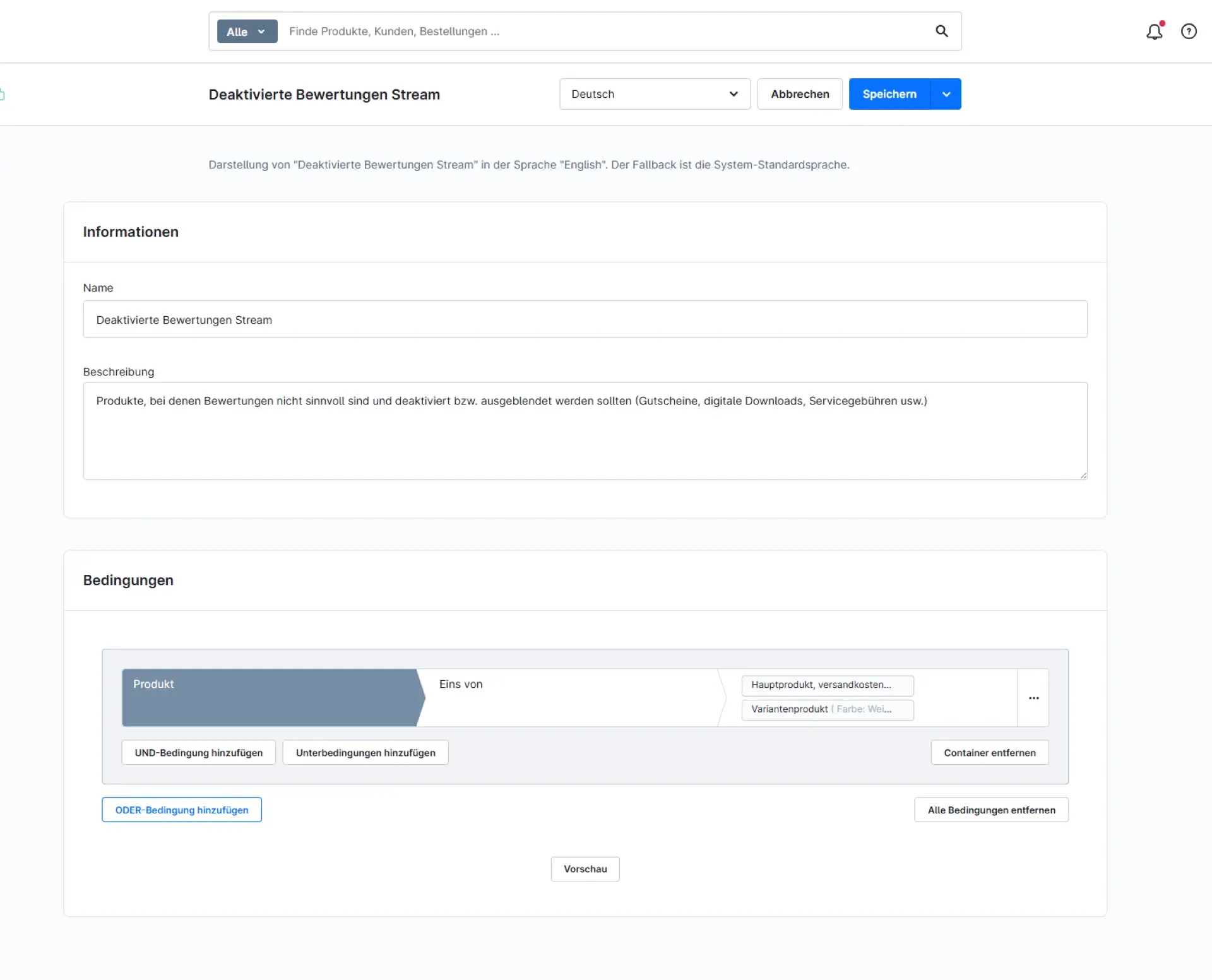 Produkte über dynamische Gruppenbedingungen festlegen