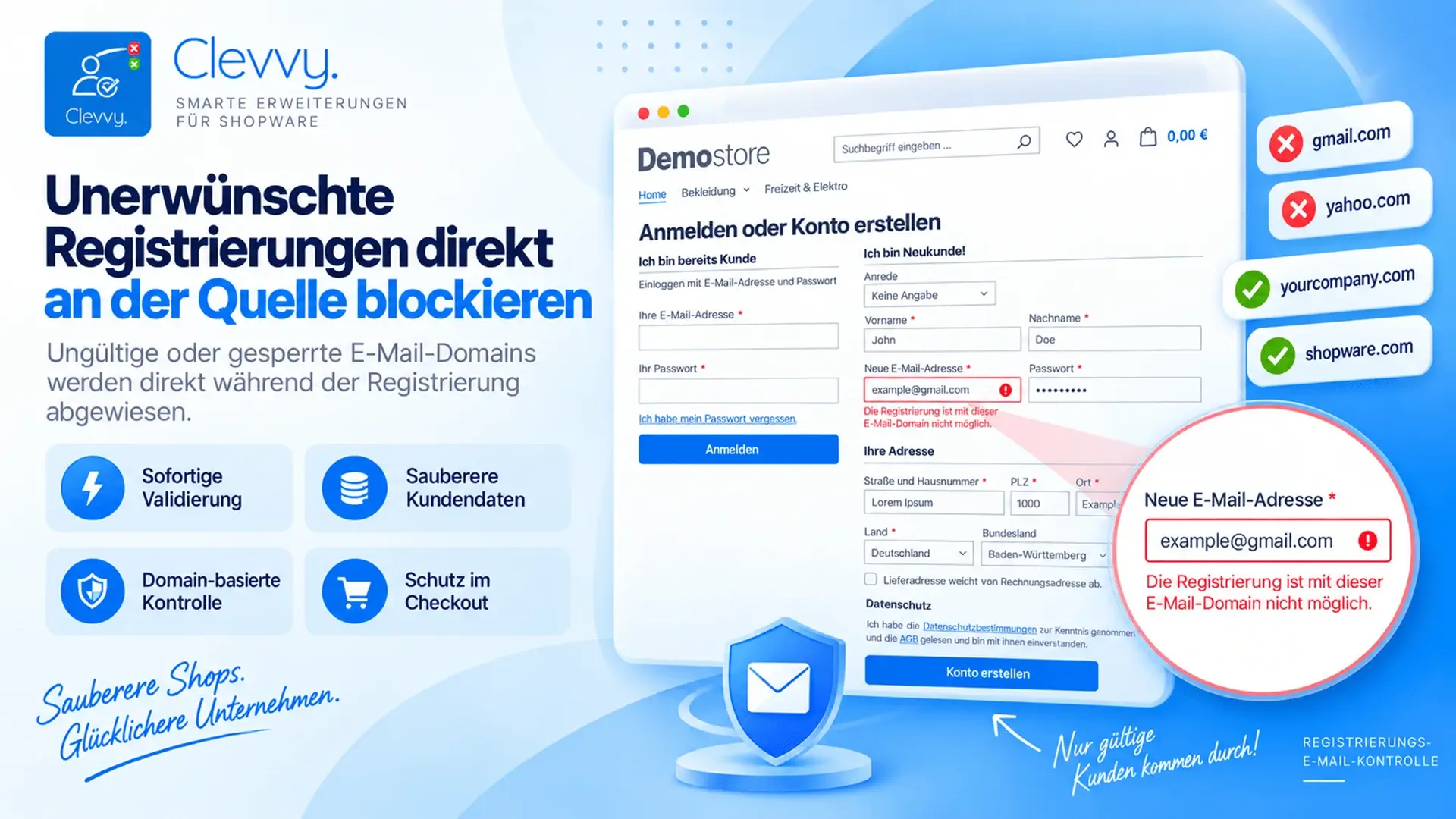 Produktgrafik: Registrierungshinweis bei einer gesperrten Domain